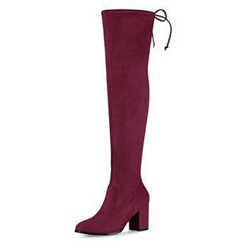 Women's Round Toe Chunky Heel Over the Knee High Boots