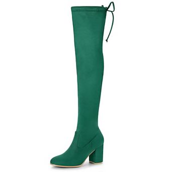 Women's Round Toe Chunky Heel Over the Knee High Boots