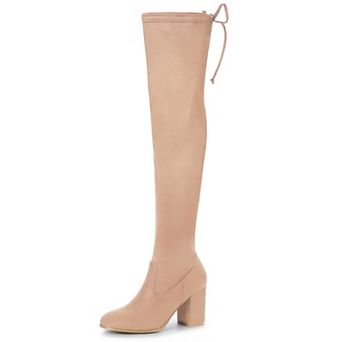 Women's Round Toe Chunky Heel Over the Knee High Boots
