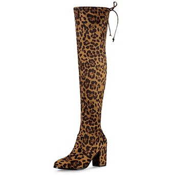 Women's Round Toe Chunky Heel Over the Knee High Boots