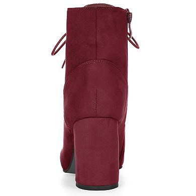 Women's Lace Up Chunky Heel Ankle Booties