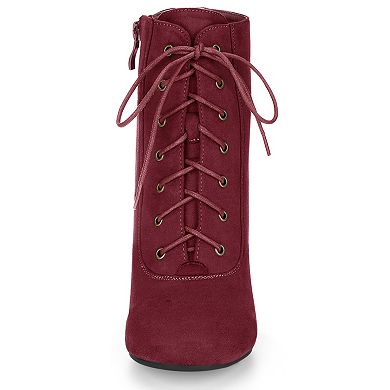 Women's Lace Up Chunky Heel Ankle Booties