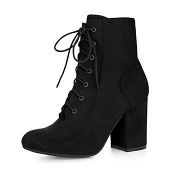 Women's Lace Up Chunky Heel Ankle Booties