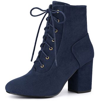 Women's Lace Up Chunky Heel Ankle Booties