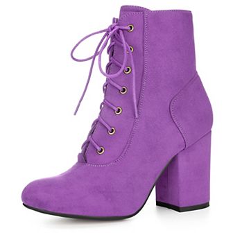 Women's Lace Up Chunky Heel Ankle Booties