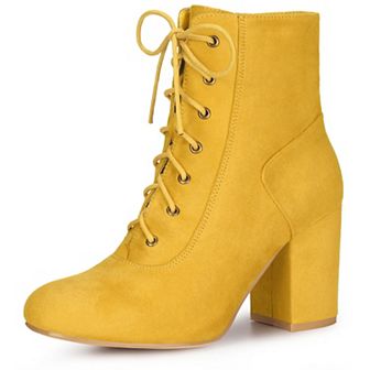 Women's Lace Up Chunky Heel Ankle Booties