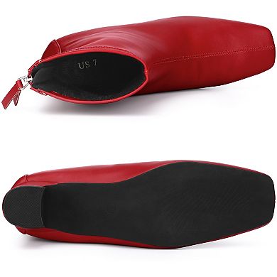 Women's Square Toe Block Heels Ankle Boots