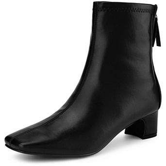 Women's Square Toe Block Heels Ankle Boots
