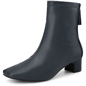 Women's Square Toe Block Heels Ankle Boots