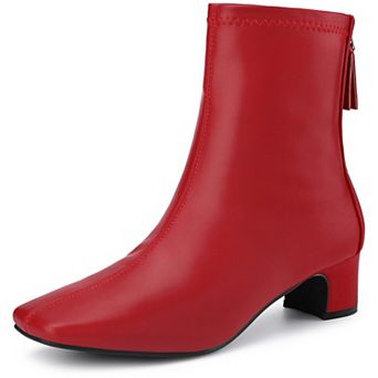 Women's Square Toe Block Heels Ankle Boots