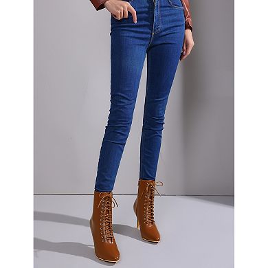Women's Pointy Toe Lace Up Stiletto Heel Ankle Boots
