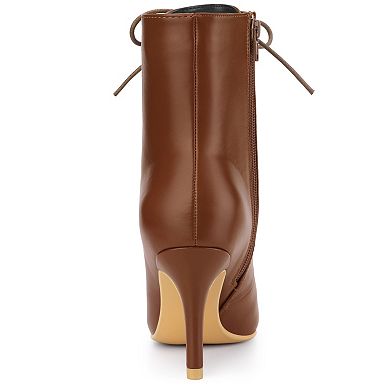 Women's Pointy Toe Lace Up Stiletto Heel Ankle Boots