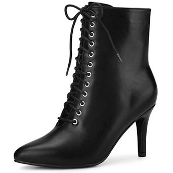 Women's Pointy Toe Lace Up Stiletto Heel Ankle Boots