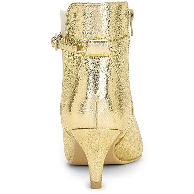 Women's Pointed Toe Chelsea Kitten Heels Ankle Boots