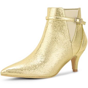 Women's Pointed Toe Chelsea Kitten Heels Ankle Boots