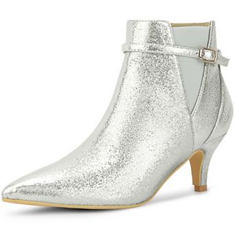 Women's Pointed Toe Chelsea Kitten Heels Ankle Boots