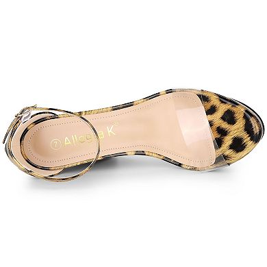 Women's Printed Clear Platform Chunky Heel Sandals