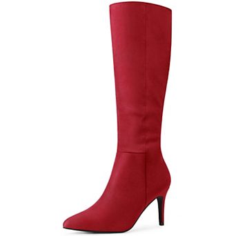 Women's Pointed Toe Stiletto Heels Knee High Boots