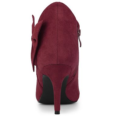 Women's Pointed Toe Zip Bow Stiletto Heels Ankle Boots