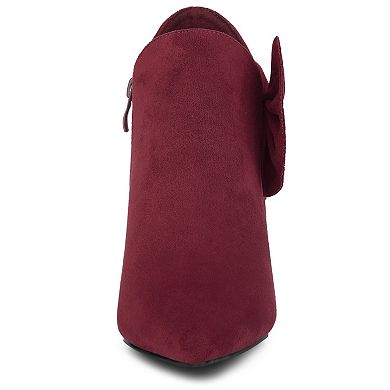 Women's Pointed Toe Zip Bow Stiletto Heels Ankle Boots