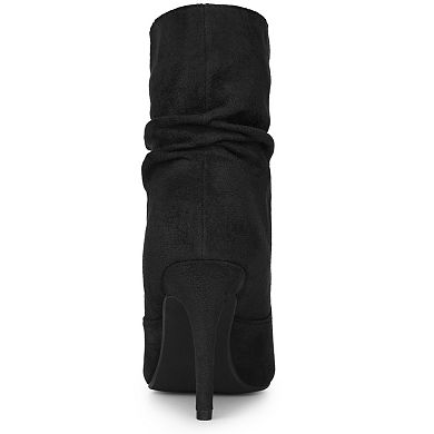 Women's Slouch Pointy Toe Sock Boots Stiletto Heels Ankle Boots