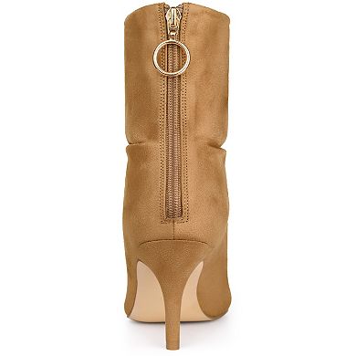 Women's Pointy Toe Slouch Back Zipper Stiletto Heel Ankle Boots