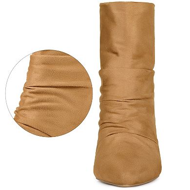 Women's Pointy Toe Slouch Back Zipper Stiletto Heel Ankle Boots