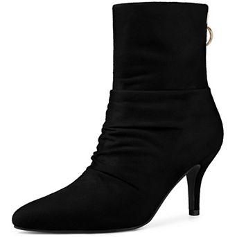 Women's Pointy Toe Slouch Back Zipper Stiletto Heel Ankle Boots