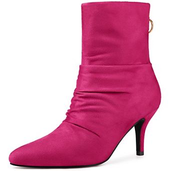 Women's Pointy Toe Slouch Back Zipper Stiletto Heel Ankle Boots