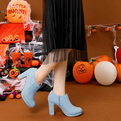 Women's Platform Round Toe Chunky Heel Ankle Booties
