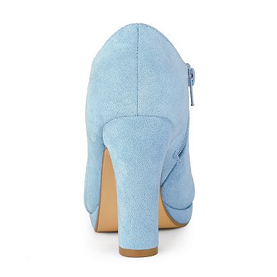 Women's Platform Round Toe Chunky Heel Ankle Booties