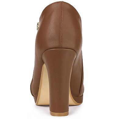 Women's Platform Round Toe Chunky Heelss Ankle Booties