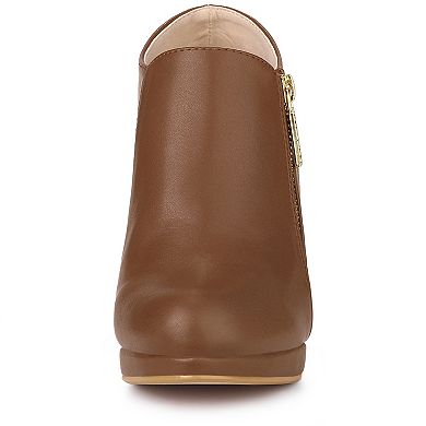 Women's Platform Round Toe Chunky Heelss Ankle Booties