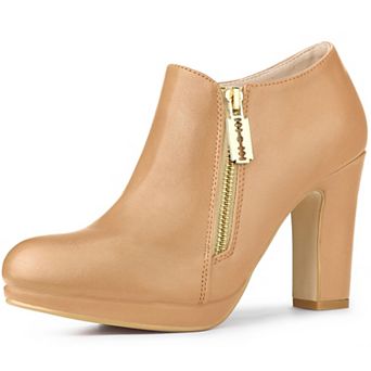 Women's Platform Round Toe Chunky Heelss Ankle Booties