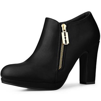Women's Platform Round Toe Chunky Heelss Ankle Booties