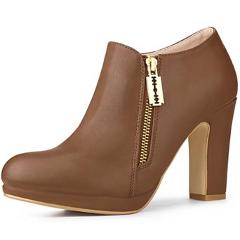 Women's Platform Round Toe Chunky Heelss Ankle Booties