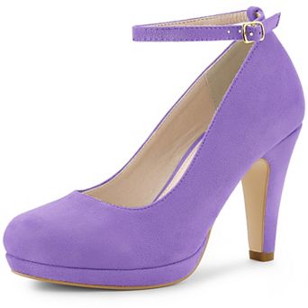 Women's Round Toe Stiletto Heels Ankle Strap Pumps