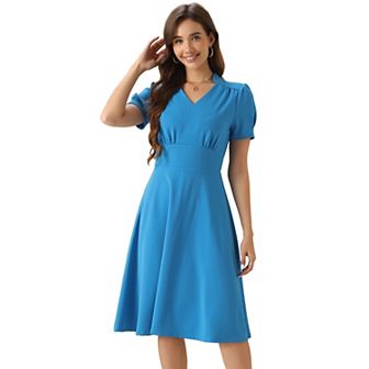 Short Sleeve Work Dress for Women's Summer V Neck Office Dresses