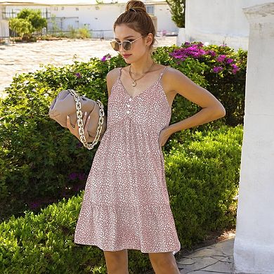 Women's Sleeveless Button Front Midi Dress with Adjustable Straps