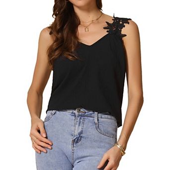 Lace Tank Top for Women's V Neck Camisole Sleeveless Tops