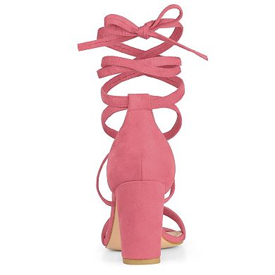 Women's Strappy Lace Up Heel Chunky High Heels Sandals