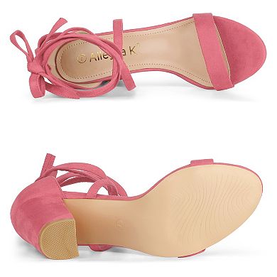 Women's Strappy Lace Up Heel Chunky High Heels Sandals