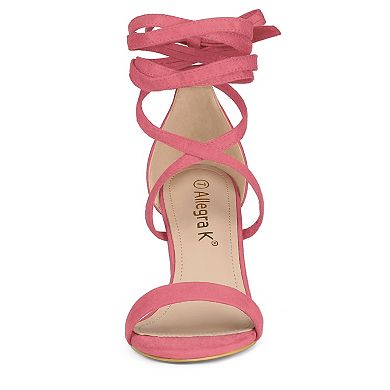 Women's Strappy Lace Up Heel Chunky High Heels Sandals