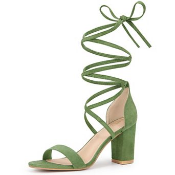 Women's Strappy Lace Up Heel Chunky High Heels Sandals