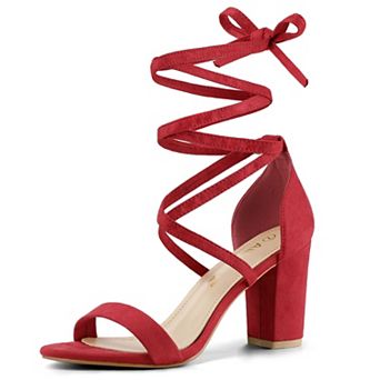 Women's Strappy Lace Up Heel Chunky High Heels Sandals
