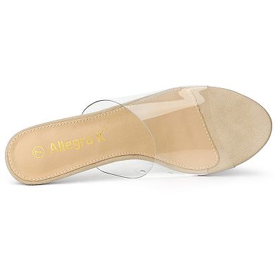 Women's Clear Strap Open Toe Slip On Stiletto Heel Slide Sandals
