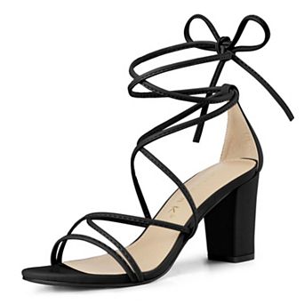 Women's Strappy Lace-Up Block Heels