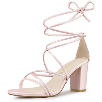 Women's Strappy Lace-Up Block Heels
