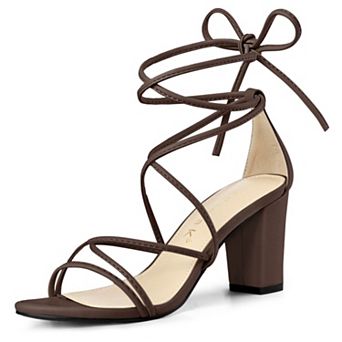 Women's Strappy Lace-Up Block Heels