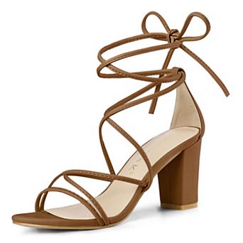 Women's Strappy Lace-Up Block Heels